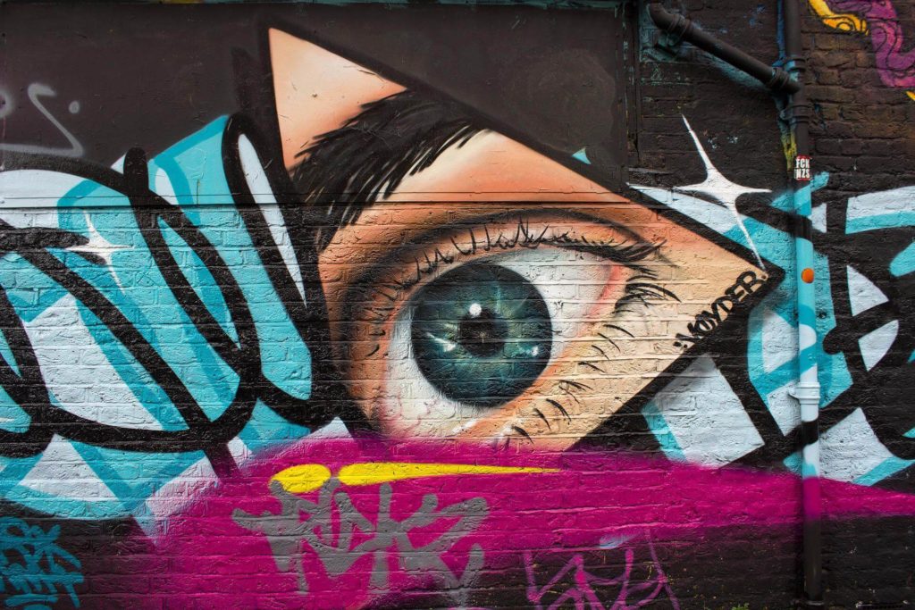 London street art with eye