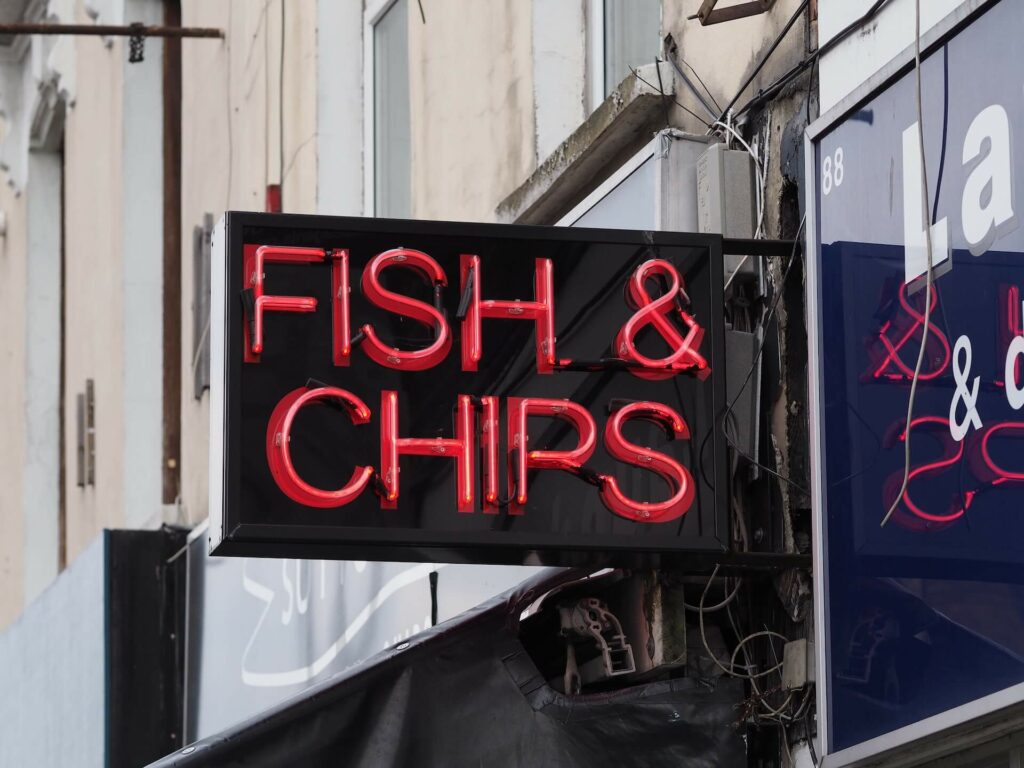 Fish & Chips red neon Sign